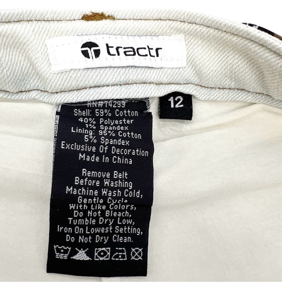 Tractr Jean Mini Skirt Skort Girls Size 12 Distressed Faded Leopard Belt New NWT - Picture 3 of 4